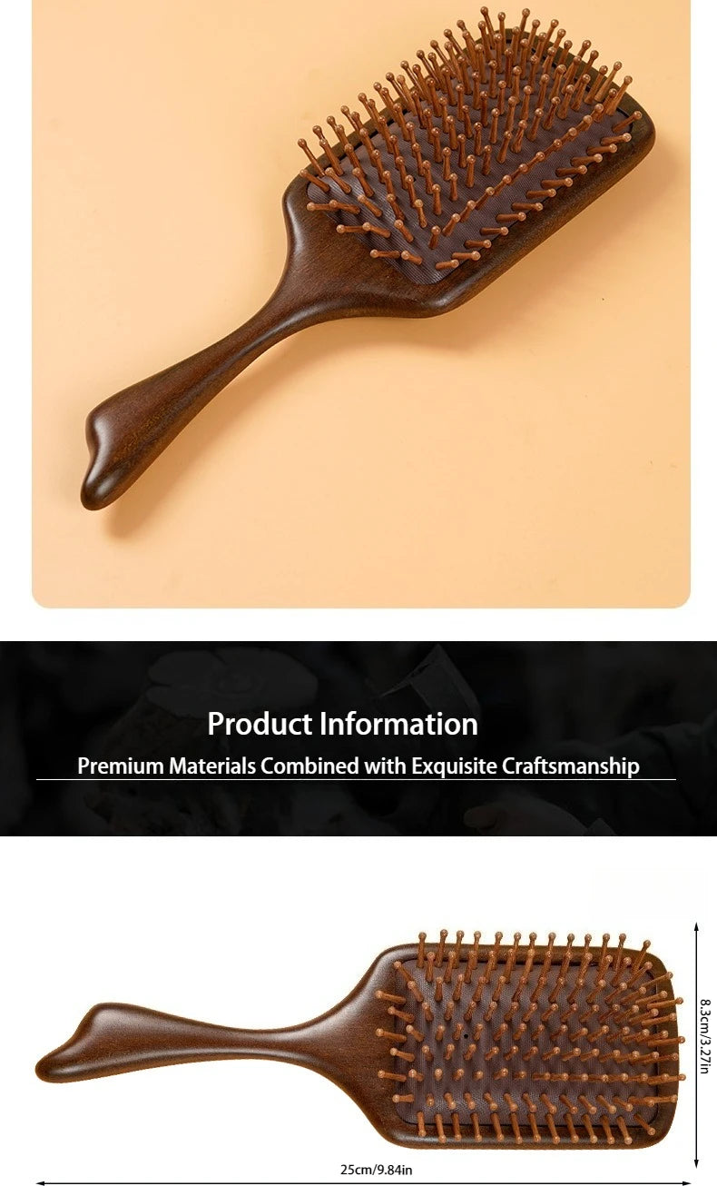 Natural Sandalwood Air Cushion Comb Scalp Massage Hair Brush Women Anti-static Hairdressing Comb for Hair Volume & Curly Hair