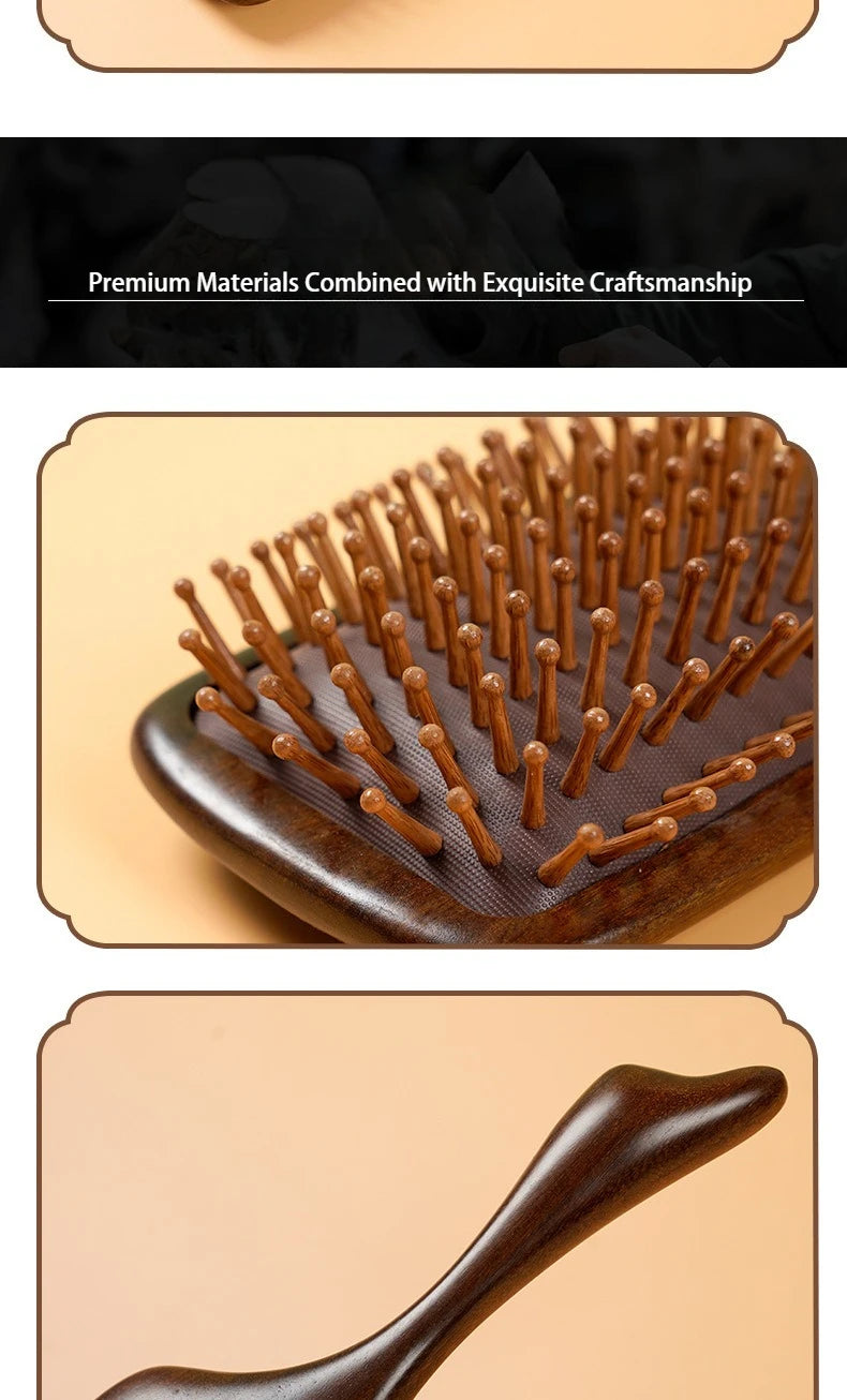 Natural Sandalwood Air Cushion Comb Scalp Massage Hair Brush Women Anti-static Hairdressing Comb for Hair Volume & Curly Hair