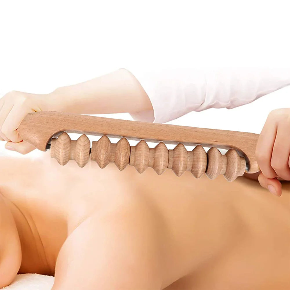 Professional Wooden Beech Gua Sha Massage Tool Stick Massager for Soft Tissue Release Back Arms Shoulder Pain Health Treatment