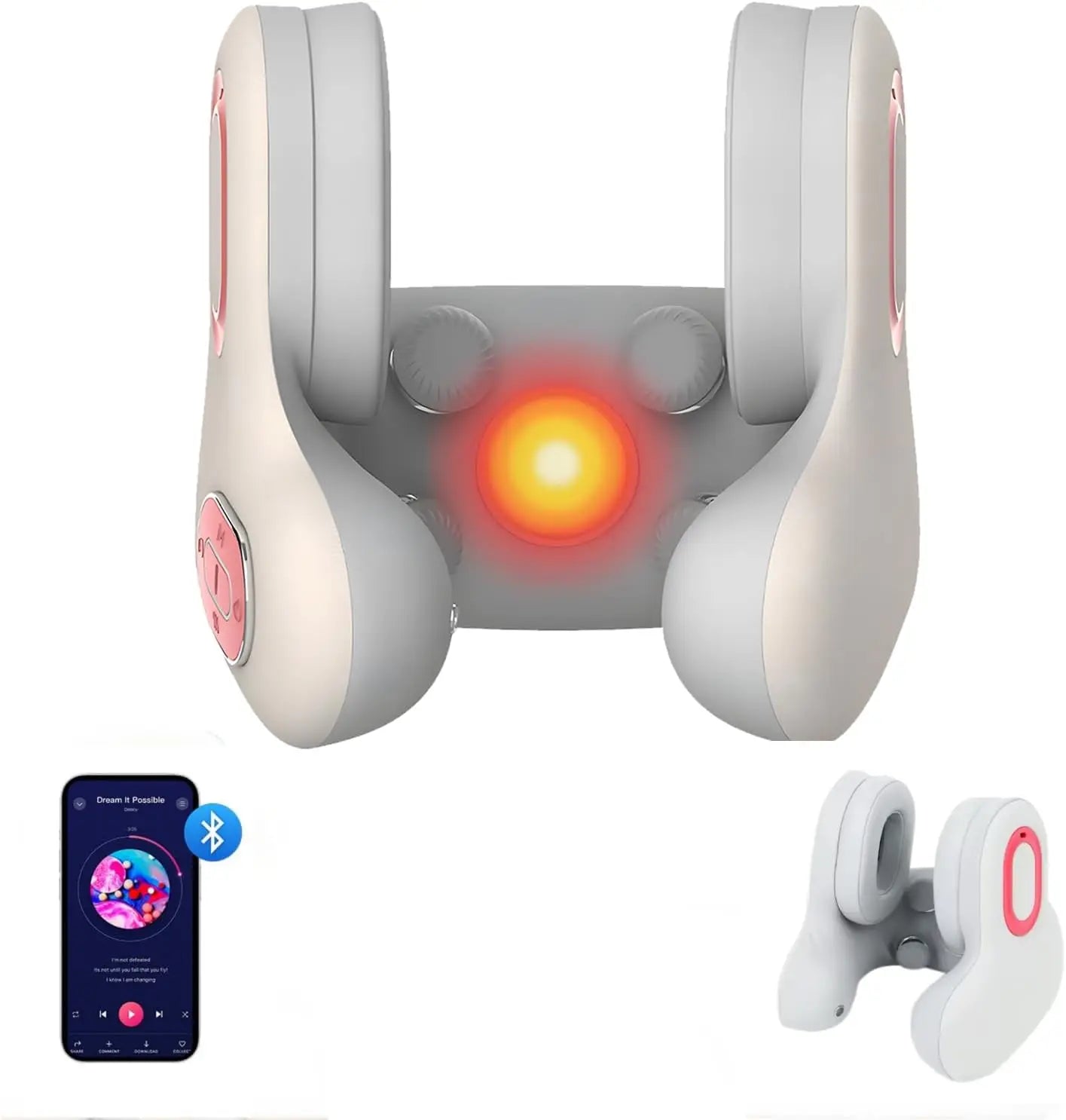 3 in1 Neck Pillow for Travel, Bluetooth Noise-Canceling Headset with Neck Massager and Heat, U-Shape Memory Foam Airplane Pillow