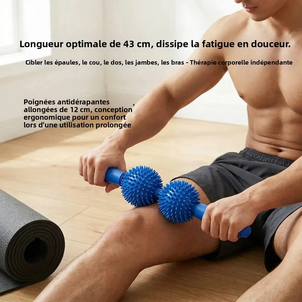 Taiwan Style Hedgehog Ball & Mace Massage Roller, Massage Ball Roller, Yoga Stick for Back Muscle Soreness Relief and Relaxation