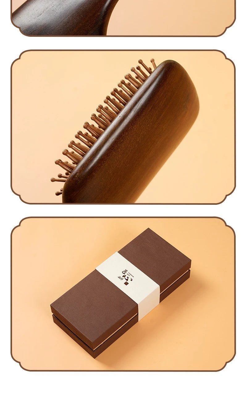 Natural Sandalwood Air Cushion Comb Scalp Massage Hair Brush Women Anti-static Hairdressing Comb for Hair Volume & Curly Hair