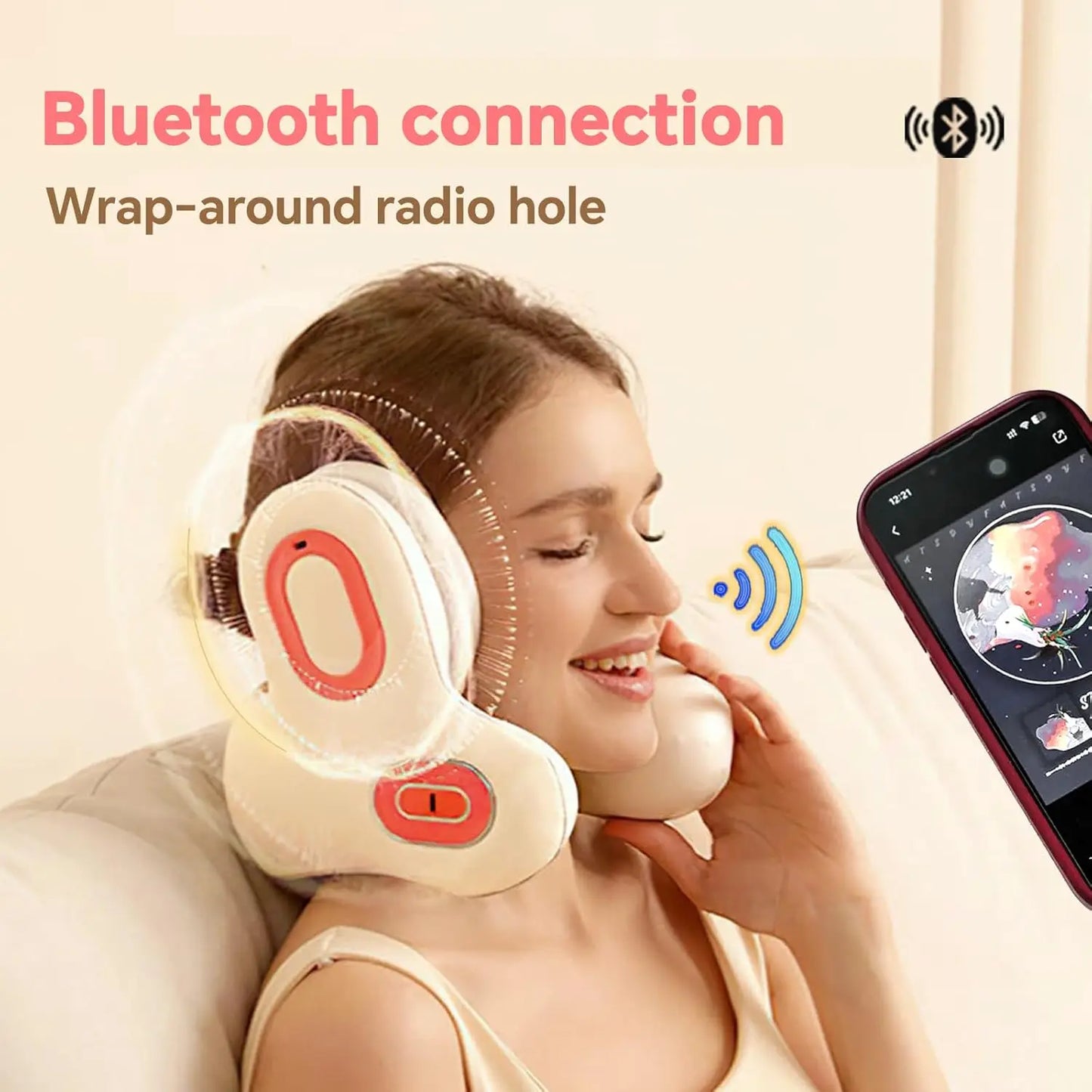 3 in1 Neck Pillow for Travel, Bluetooth Noise-Canceling Headset with Neck Massager and Heat, U-Shape Memory Foam Airplane Pillow