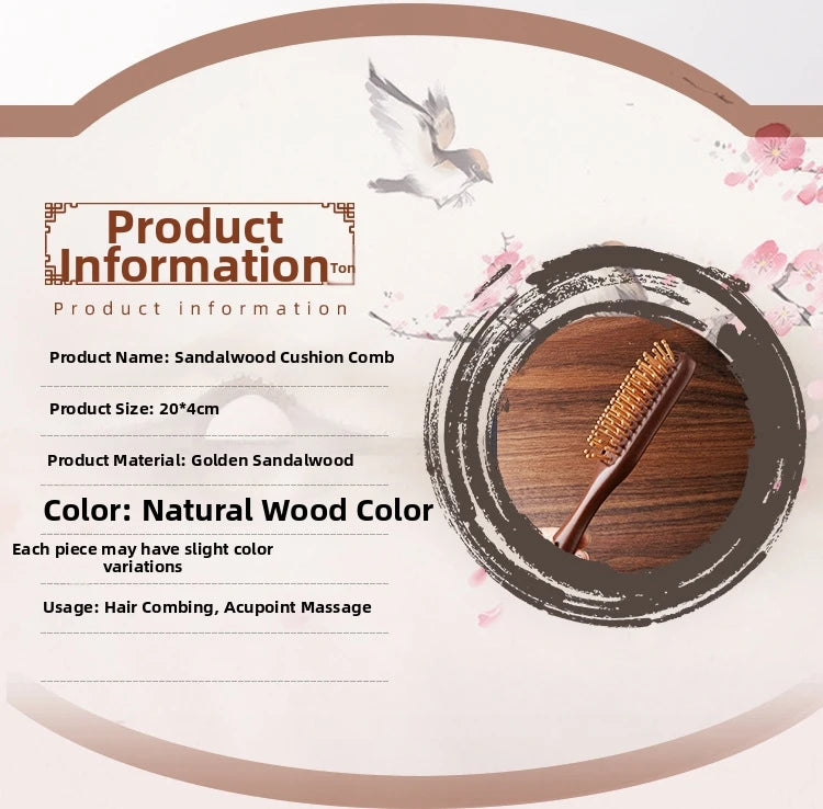 1Pc Natural wooden Comb Meridian Massage Anti-static No-snags Wide Tooth Comb For Women Girl Straight Curly Hair