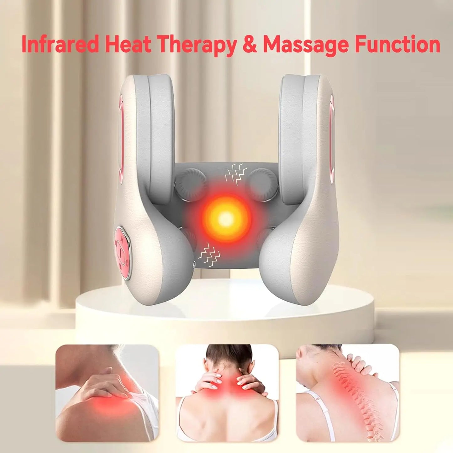 3 in1 Neck Pillow for Travel, Bluetooth Noise-Canceling Headset with Neck Massager and Heat, U-Shape Memory Foam Airplane Pillow