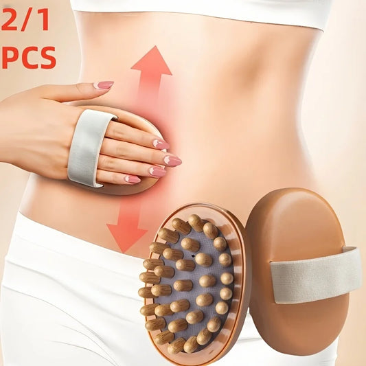1pc 2pcs Natural Wooden Anti Massager Wooden Handheld Massager Body Brush Muscle Relaxation Sauna SPA Head Massage Brush.