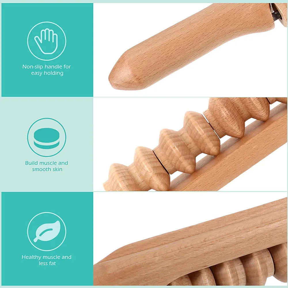 Professional Wooden Beech Gua Sha Massage Tool Stick Massager for Soft Tissue Release Back Arms Shoulder Pain Health Treatment
