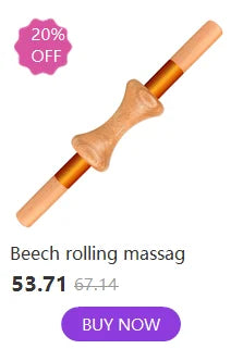 Beech rolling massage stick back abdomen body meridian scraping massager to relax muscle pressure scraping tool