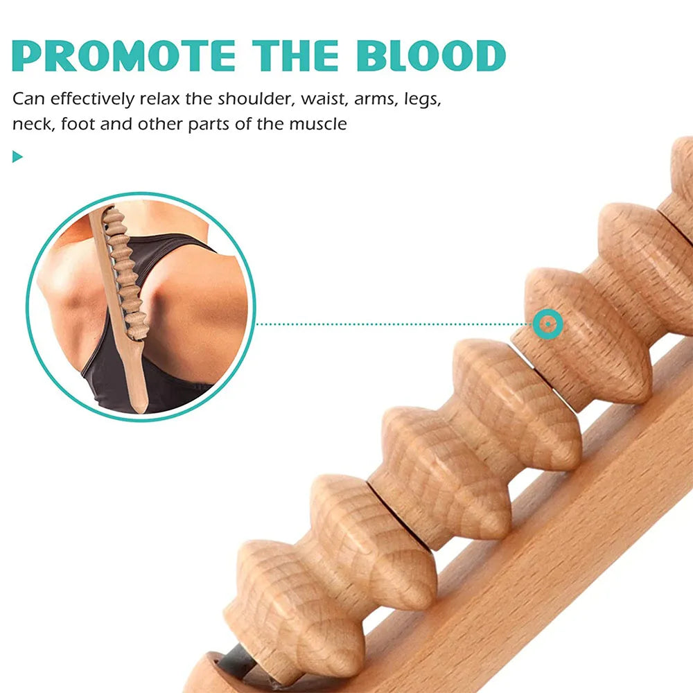 Professional Wooden Beech Gua Sha Massage Tool Stick Massager for Soft Tissue Release Back Arms Shoulder Pain Health Treatment