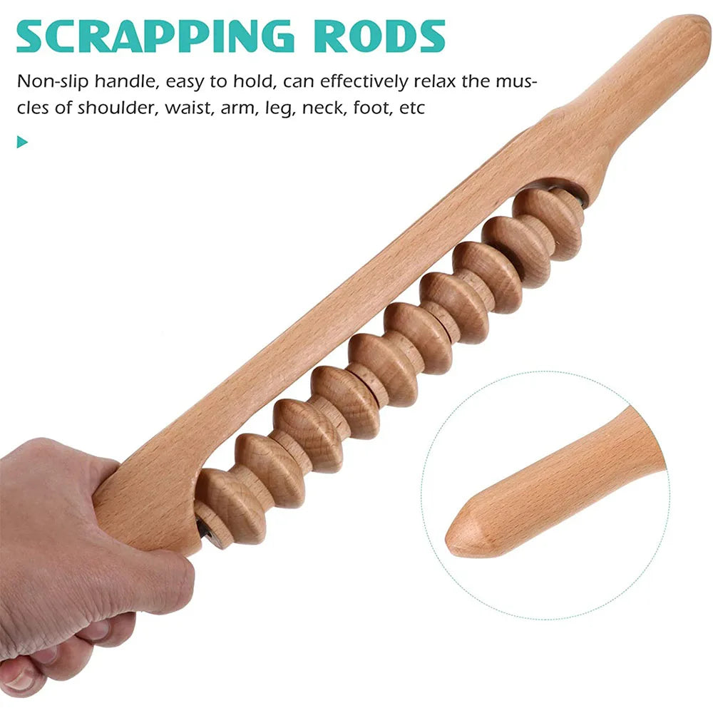 Professional Wooden Beech Gua Sha Massage Tool Stick Massager for Soft Tissue Release Back Arms Shoulder Pain Health Treatment