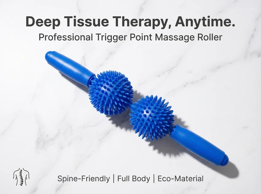 Taiwan Style Hedgehog Ball & Mace Massage Roller, Massage Ball Roller, Yoga Stick for Back Muscle Soreness Relief and Relaxation