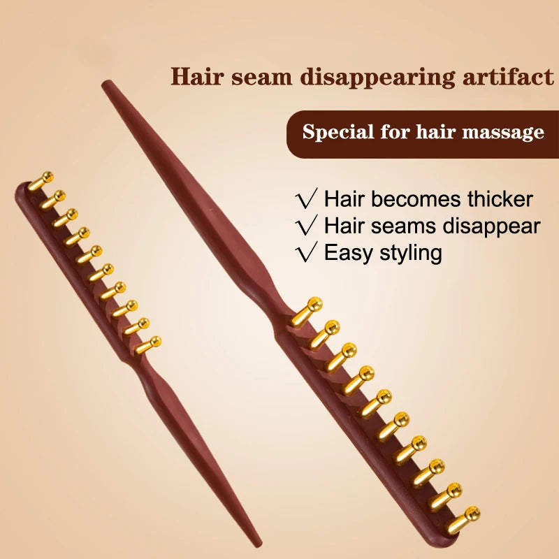 ♥Head Meridians Massage Comb Copper Wood Meridians Comb Needling Guasha Scalp Relax Tools