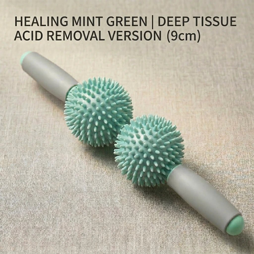 Taiwan Style Hedgehog Ball & Mace Massage Roller, Massage Ball Roller, Yoga Stick for Back Muscle Soreness Relief and Relaxation