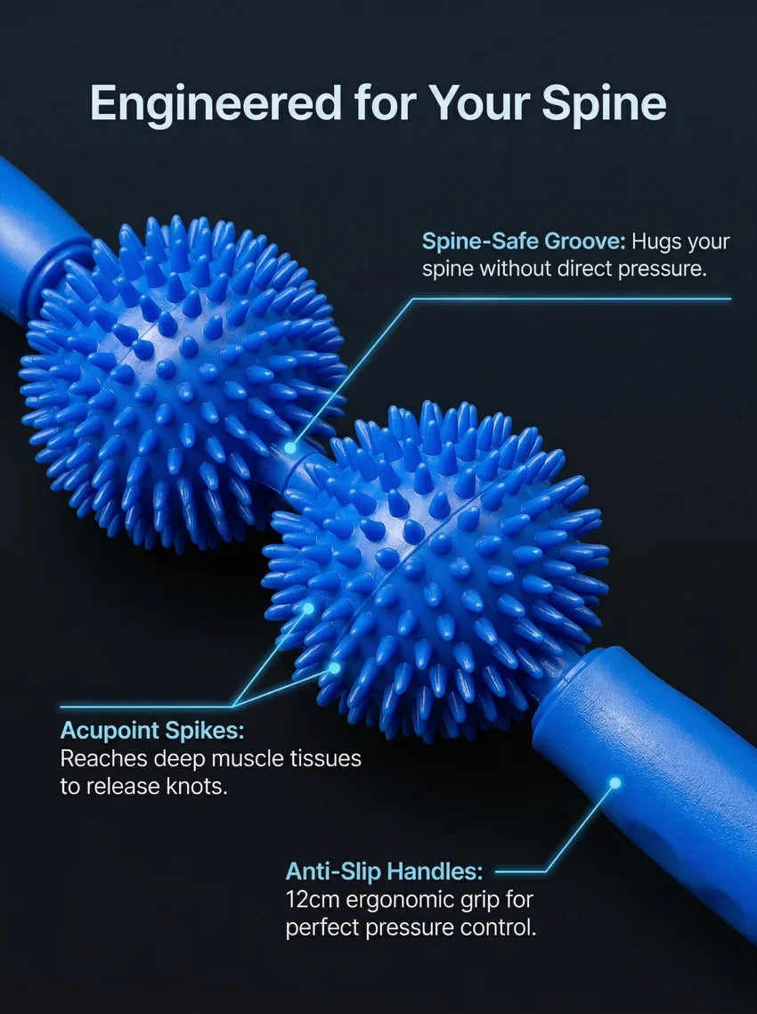 Taiwan Style Hedgehog Ball & Mace Massage Roller, Massage Ball Roller, Yoga Stick for Back Muscle Soreness Relief and Relaxation