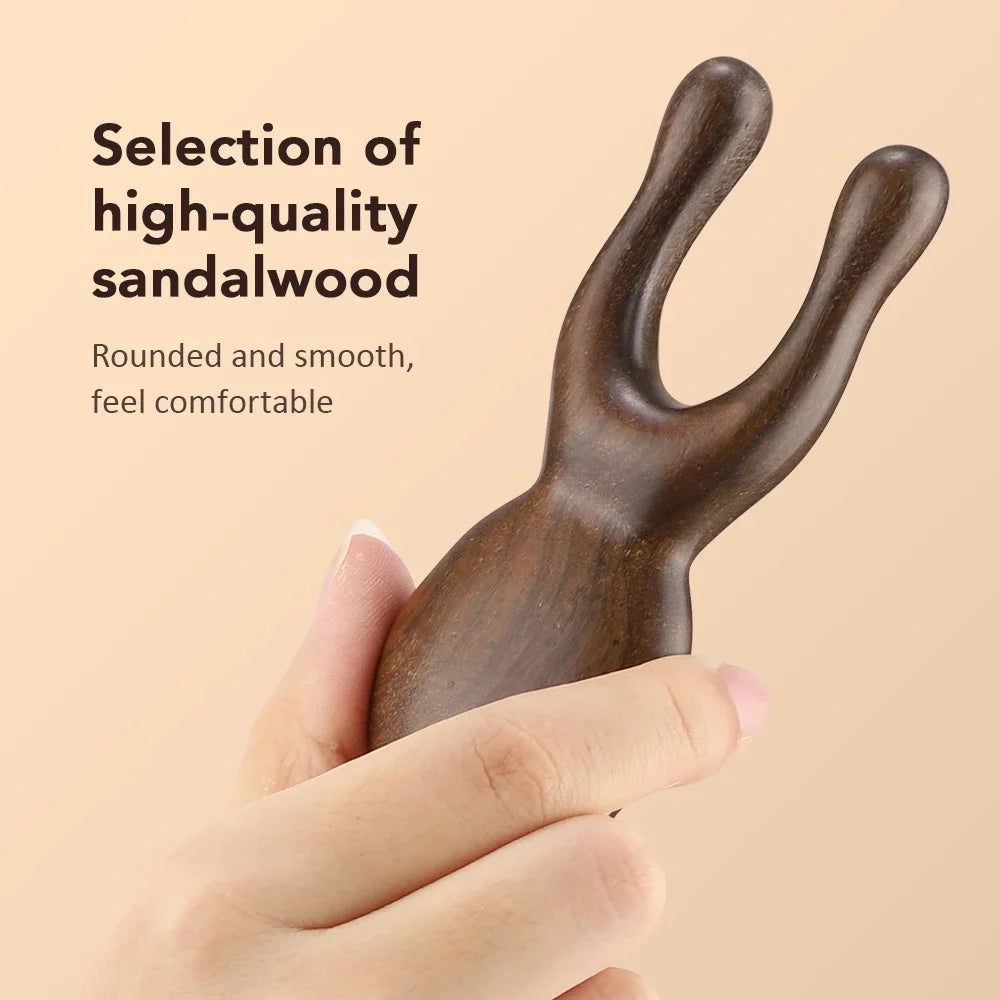 Wooden Gua Sha Facial Tool Head Massager for Face Nose Eye Acupressure Massage