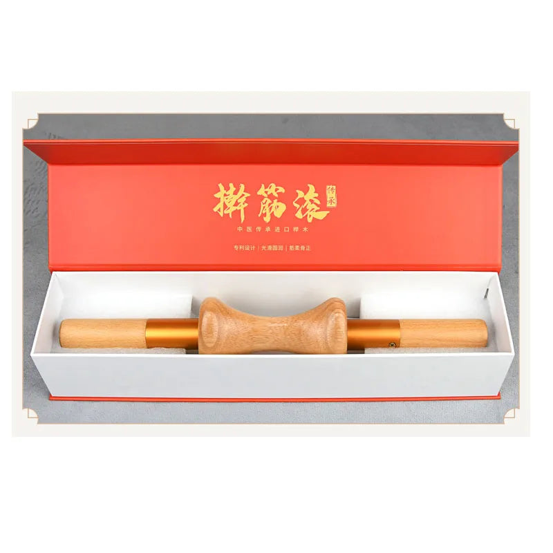 Beech rolling massage stick back abdomen body meridian scraping massager to relax muscle pressure scraping tool