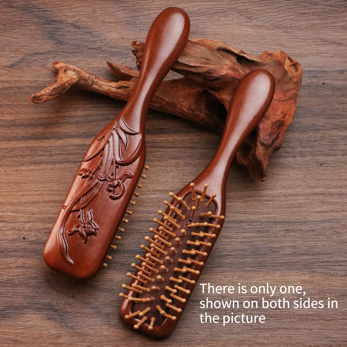 1Pc Natural wooden Comb Meridian Massage Anti-static No-snags Wide Tooth Comb For Women Girl Straight Curly Hair