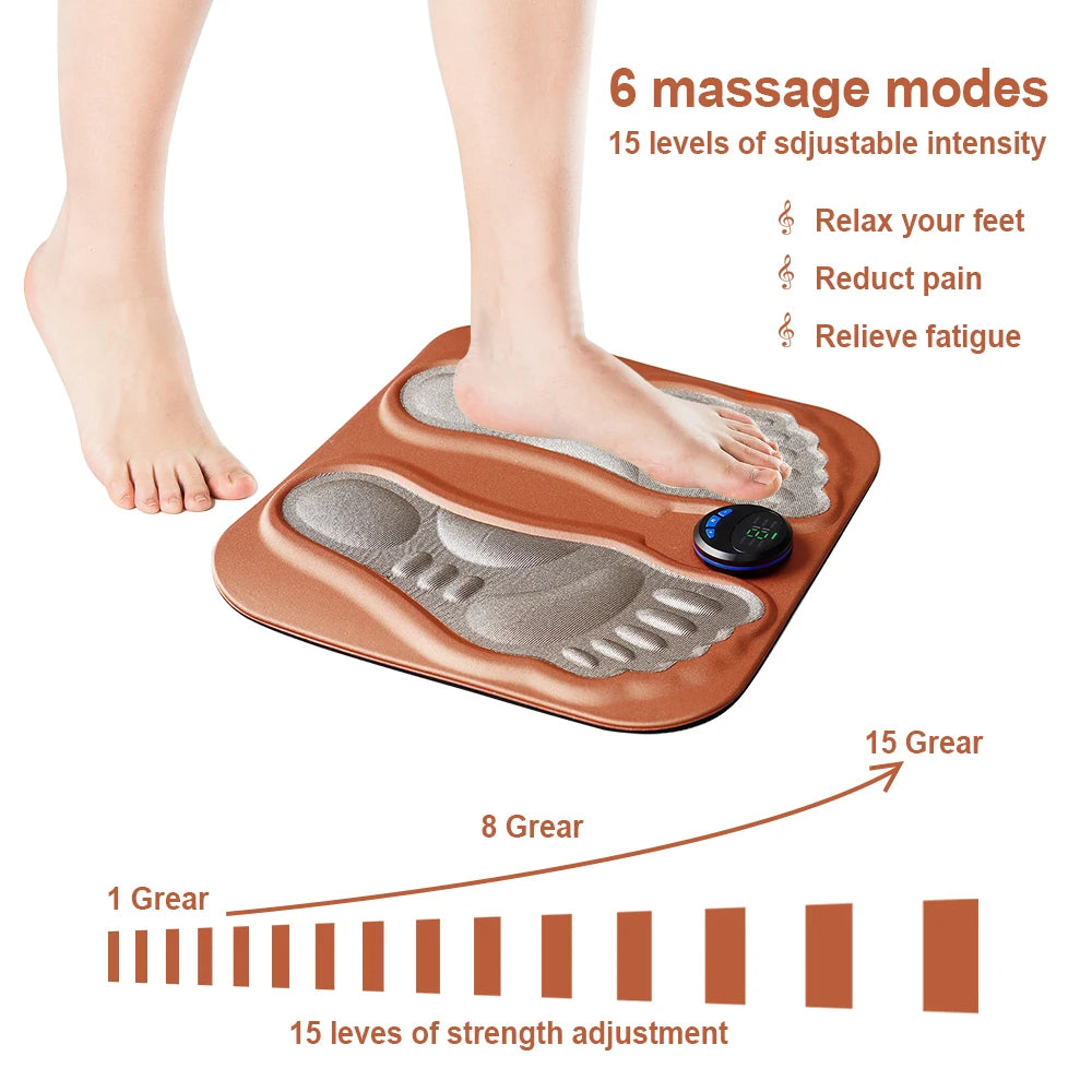 Electric EMS Foot Massager Pad Feet Muscle Stimulator Foot Massage Mat Improve Blood Circulation Relieve Ache Pain Rechargeable