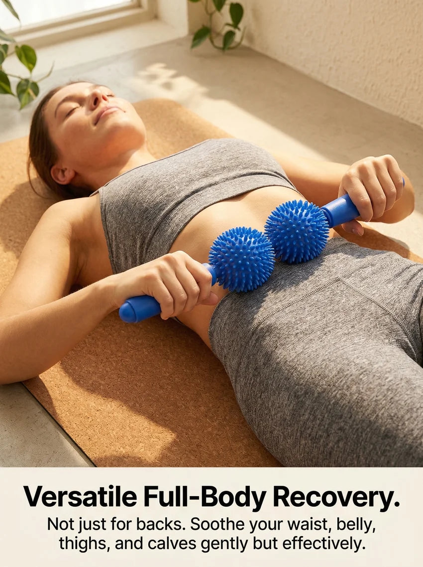 Taiwan Style Hedgehog Ball & Mace Massage Roller, Massage Ball Roller, Yoga Stick for Back Muscle Soreness Relief and Relaxation