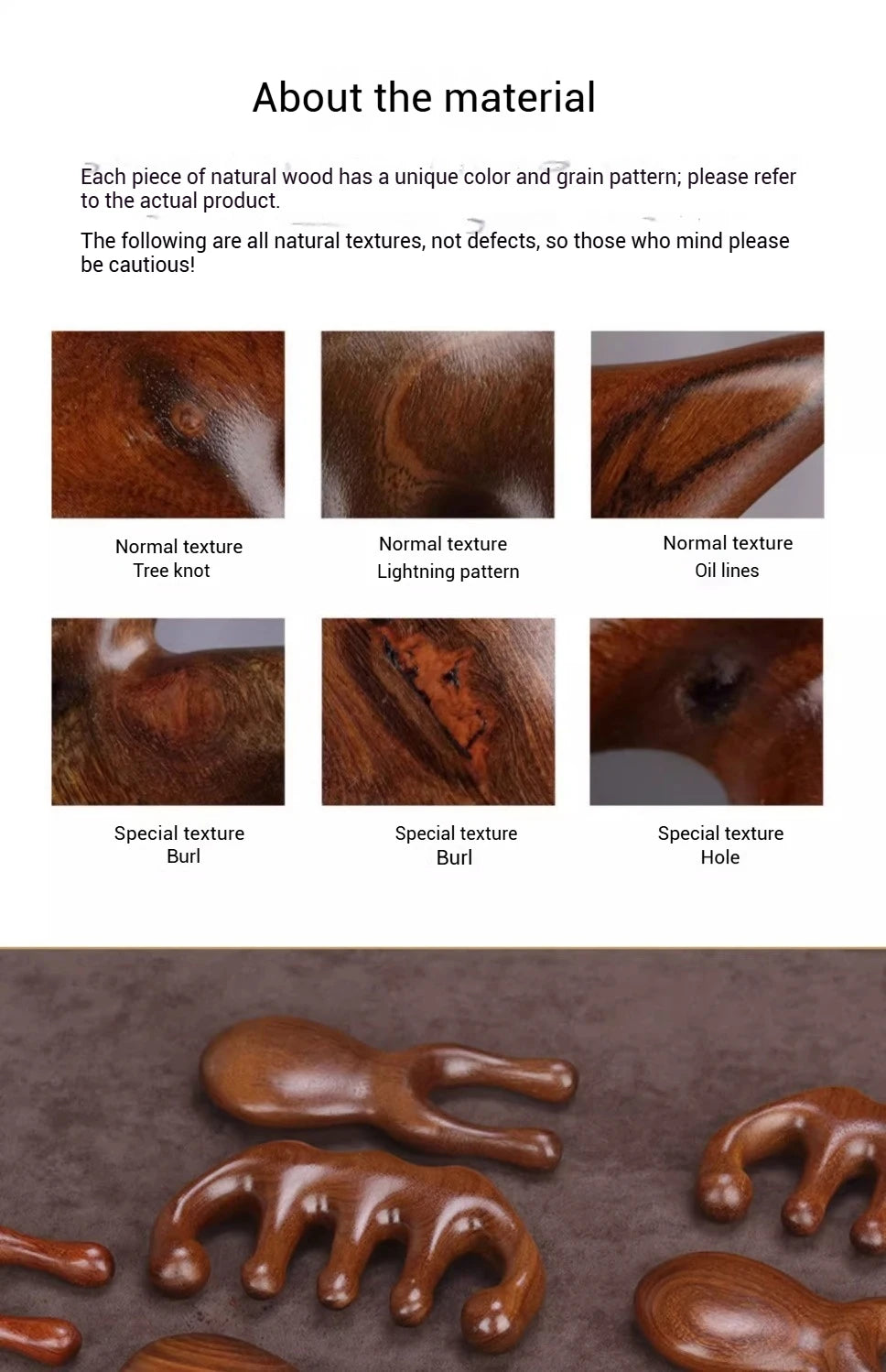 Wooden Gua Sha Facial Tool Head Massager for Face Nose Eye Acupressure Massage