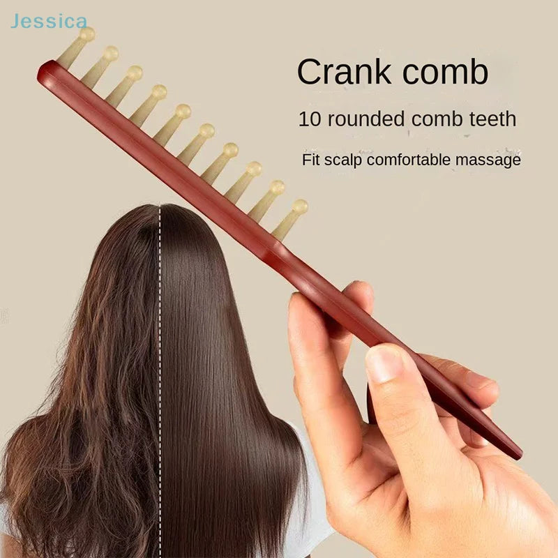 ♥Head Meridians Massage Comb Copper Wood Meridians Comb Needling Guasha Scalp Relax Tools