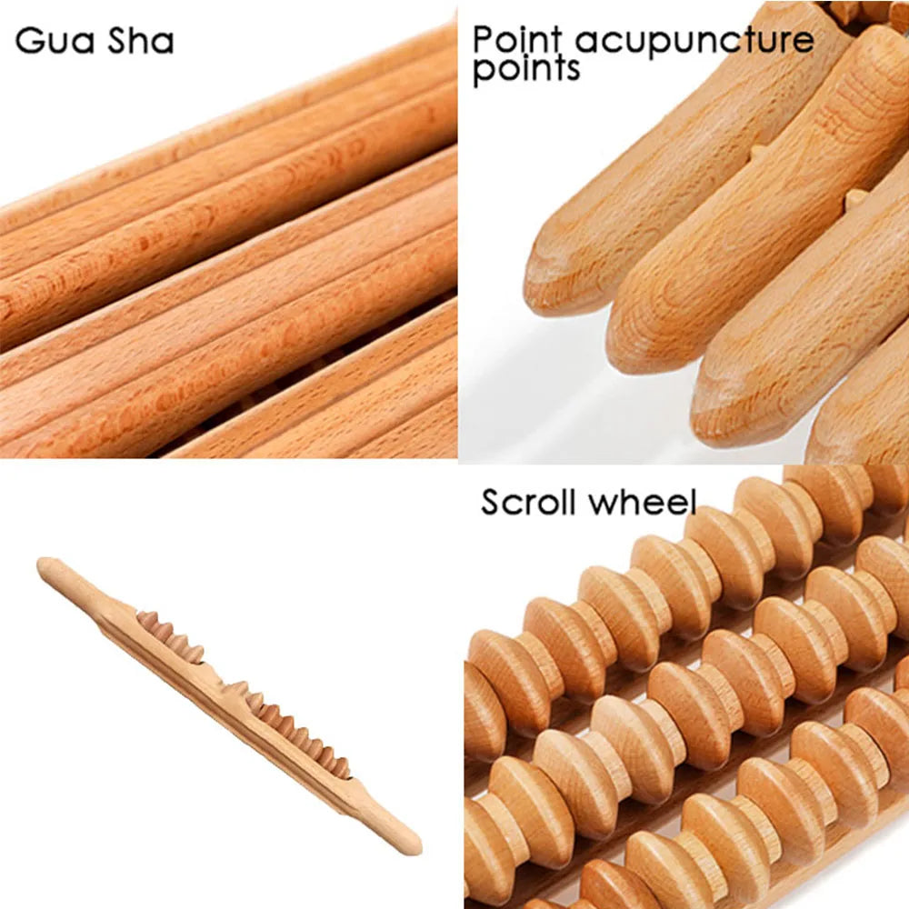 Professional Wooden Beech Gua Sha Massage Tool Stick Massager for Soft Tissue Release Back Arms Shoulder Pain Health Treatment