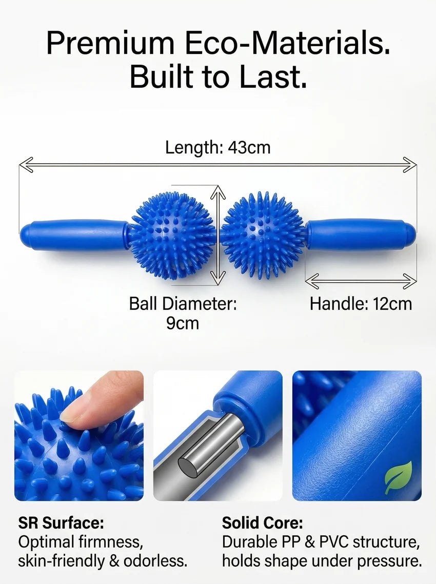 Taiwan Style Hedgehog Ball & Mace Massage Roller, Massage Ball Roller, Yoga Stick for Back Muscle Soreness Relief and Relaxation