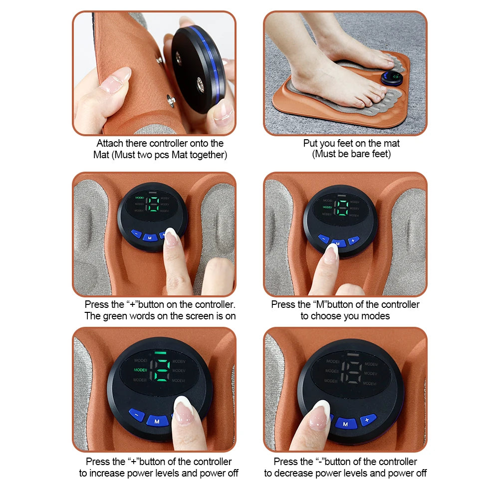 Electric EMS Foot Massager Pad Feet Muscle Stimulator Foot Massage Mat Improve Blood Circulation Relieve Ache Pain Rechargeable
