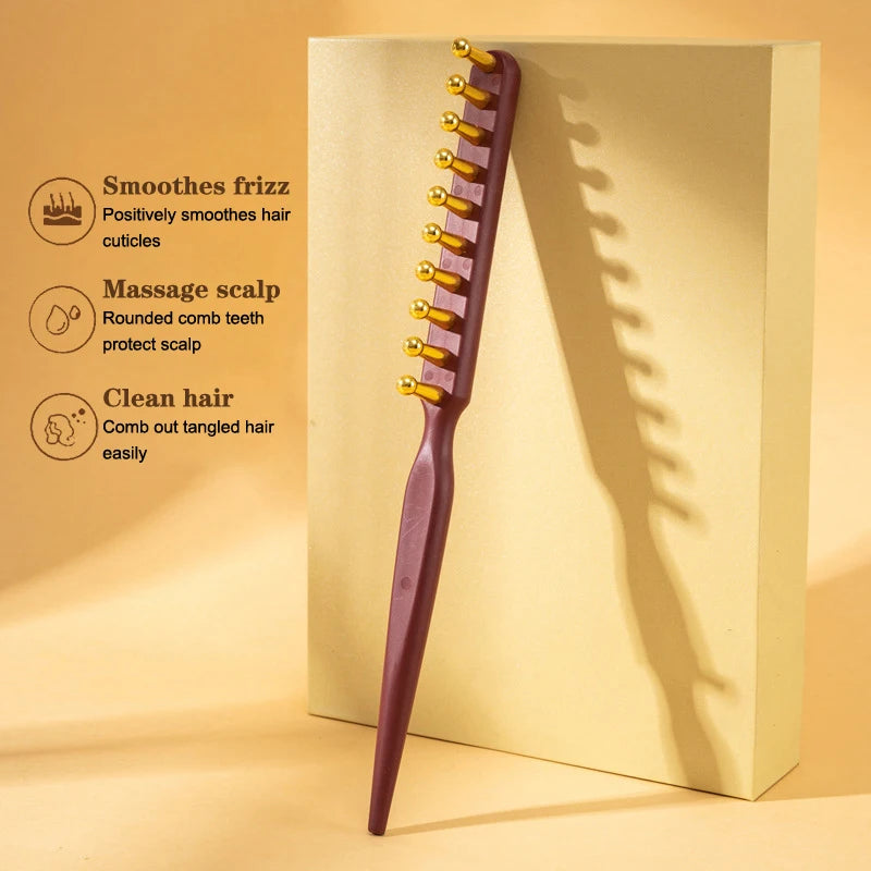♥Head Meridians Massage Comb Copper Wood Meridians Comb Needling Guasha Scalp Relax Tools