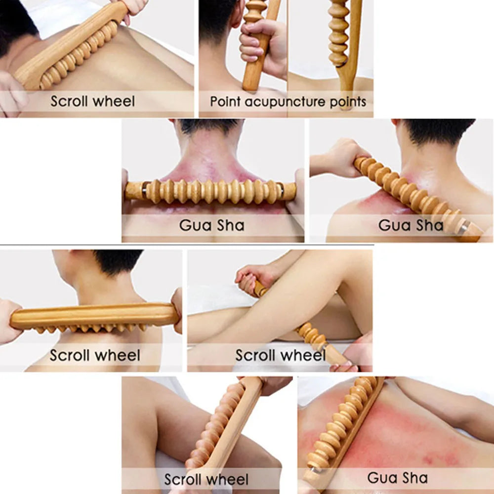 Professional Wooden Beech Gua Sha Massage Tool Stick Massager for Soft Tissue Release Back Arms Shoulder Pain Health Treatment