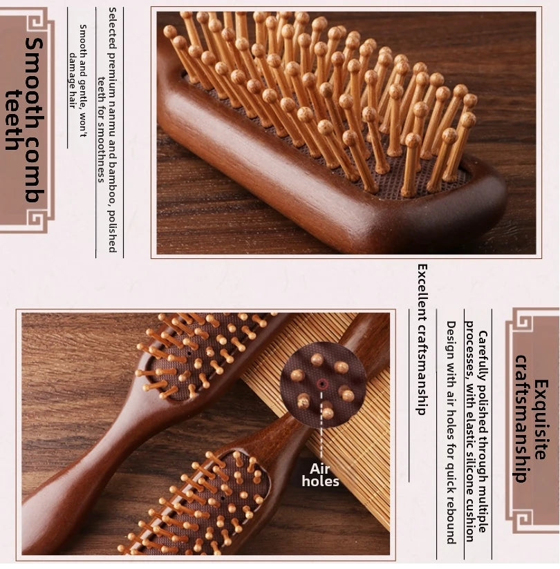 1Pc Natural wooden Comb Meridian Massage Anti-static No-snags Wide Tooth Comb For Women Girl Straight Curly Hair