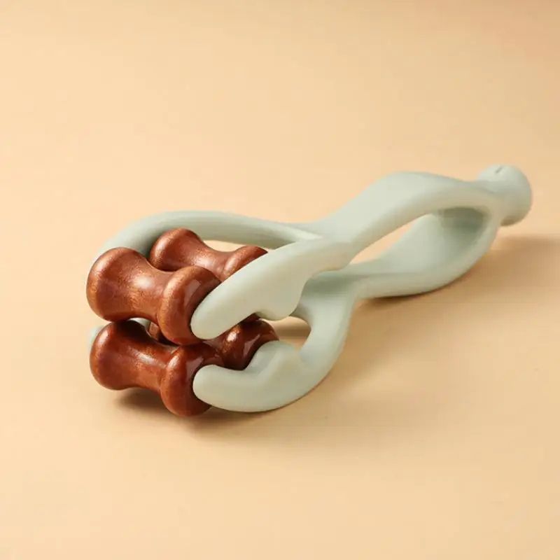 Masseur doigts bois 4 rouleaux interchangeables vue produit — design compact et ergonomique