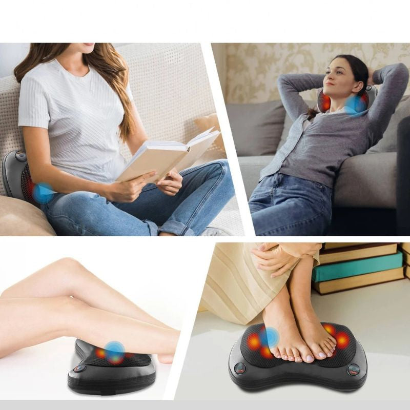 Oreiller de Massage Shiatsu Chauffant — Nuque, Dos, Jambes, Pétrissage Infrarouge