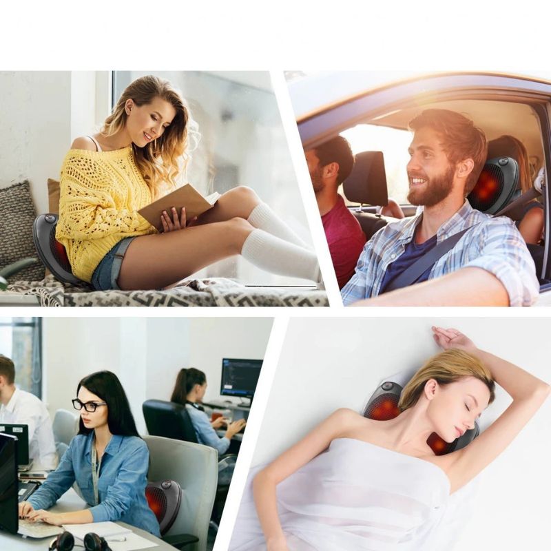 Oreiller de Massage Shiatsu Chauffant — Nuque, Dos, Jambes, Pétrissage Infrarouge