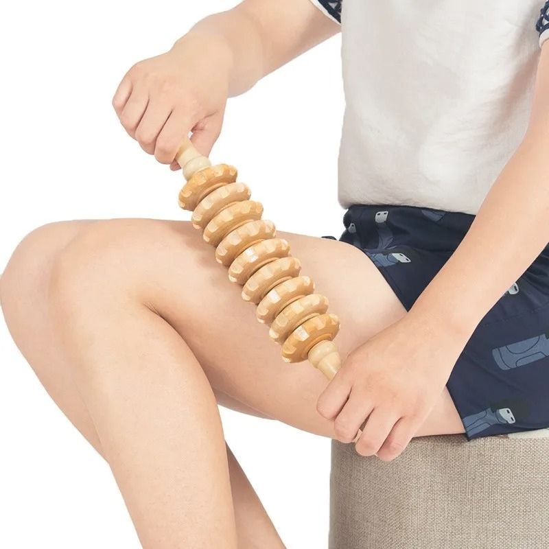 Rouleau Masseur en Bois — Drainage Lymphatique, Anti-Cellulite et Récupération Musculaire