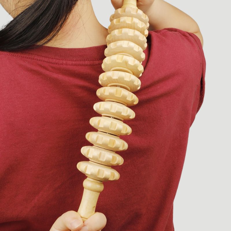 Rouleau Masseur en Bois — Drainage Lymphatique, Anti-Cellulite et Récupération Musculaire