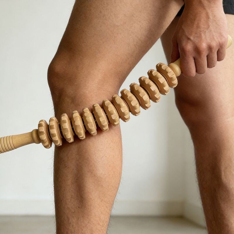 Rouleau Masseur en Bois — Drainage Lymphatique, Anti-Cellulite et Récupération Musculaire
