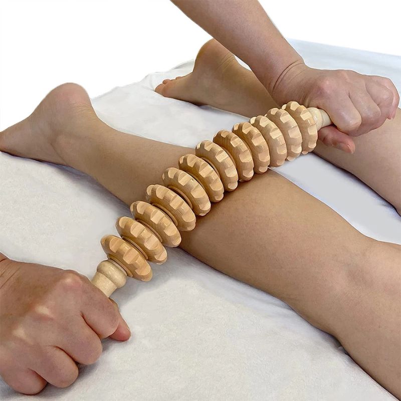 Rouleau Masseur en Bois — Drainage Lymphatique, Anti-Cellulite et Récupération Musculaire
