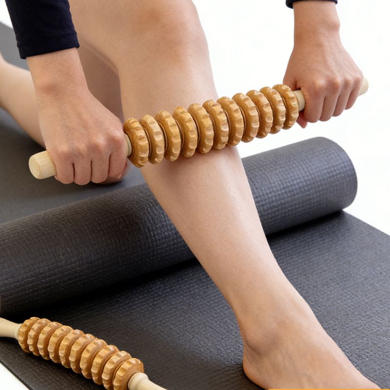 Rouleau Masseur en Bois — Drainage Lymphatique, Anti-Cellulite et Récupération Musculaire